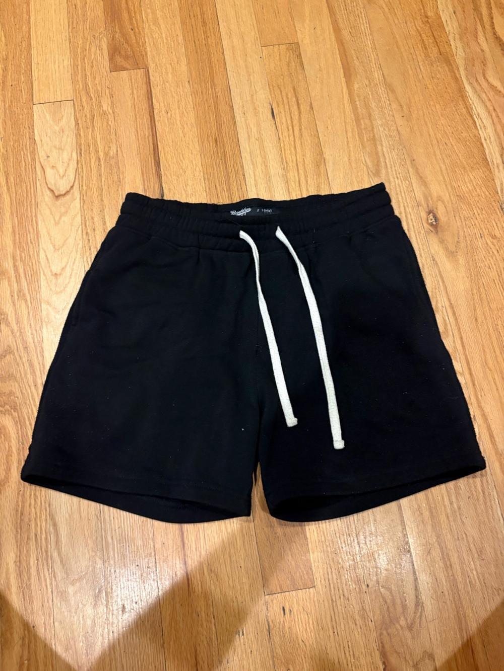 Brooklyn Cloth Black Athletic Drawstring Shorts with White Rope